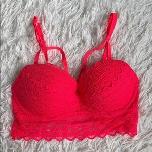 Victoria’s Secret Pink Coral Pink Strappy Cage Lace Bralette Size XS